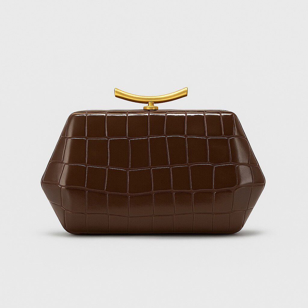 Burgundy Crocodile Embossed Evening Clutch - Wine Red Frame Bag with Gold Handle | Luxury Statement Purse for Special Events
