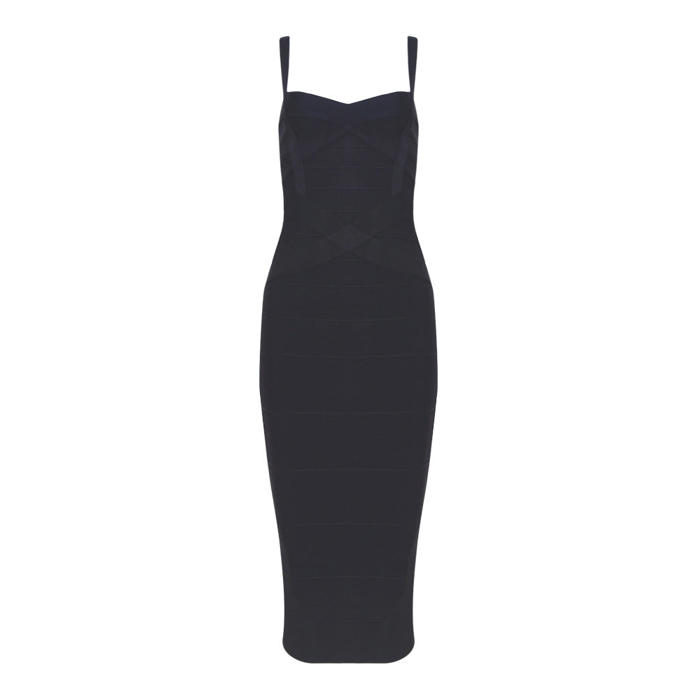 Women's Green Bandage Bodycon Midi Dress | Sweetheart Neck Strappy Sleeveless Club Party Dress | Figure Hugging Evening Wear