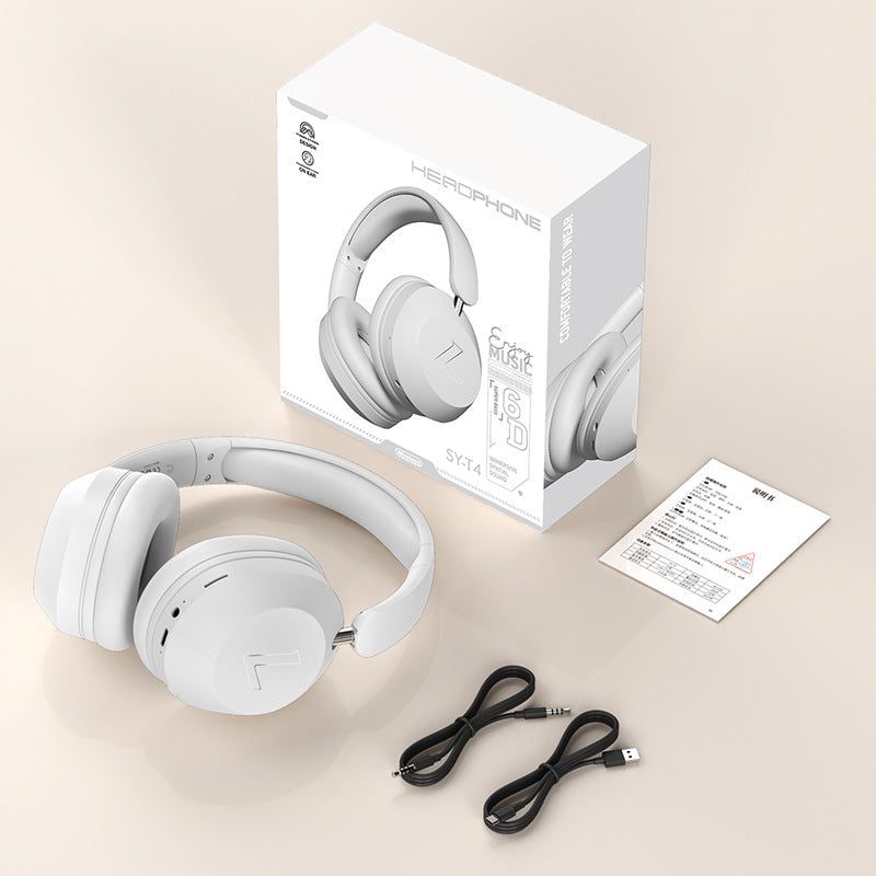 Wireless Bluetooth Over-Ear Headphones 6D Immersive Stereo Sound Foldable On-Ear Headset with Wired Mode USB Charging Cable Mic for Music Gaming Travel School - SY-T4