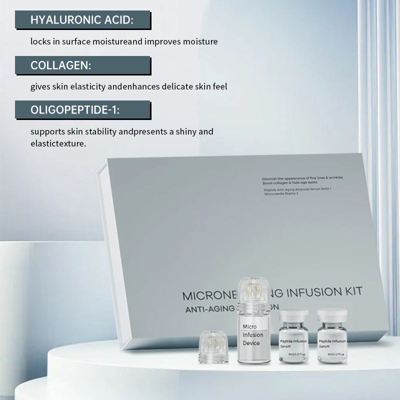Mikroneedling-Infusionsset | Anti-Aging-Peptidserum & Mikroinfusionsgerät | Mildert feine Linien und Altersflecken 