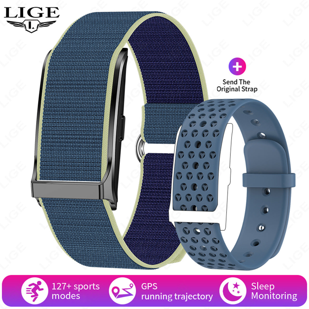 Smartwatch ohne Display, Fitnessband mit Herzfrequenz, Blutsauerstoff, Blutdruck, Schlafmonitor, GPS, 127 Sportmodi und Menstruationszyklus-Tracking
