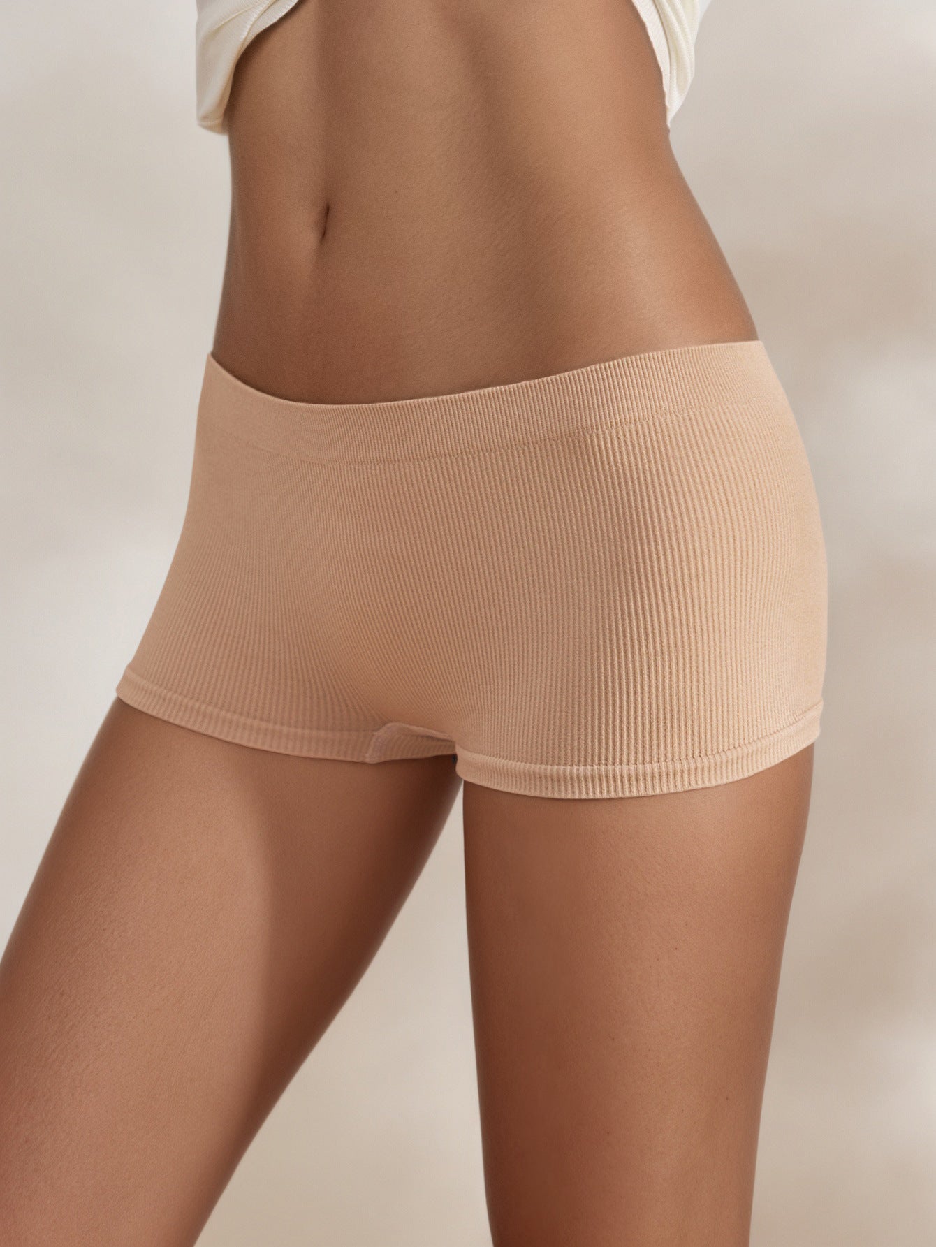 Black Ribbed Seamless Boyshorts for Women Soft High Waist Boy Cut Panties Stretchy Everyday Underwear