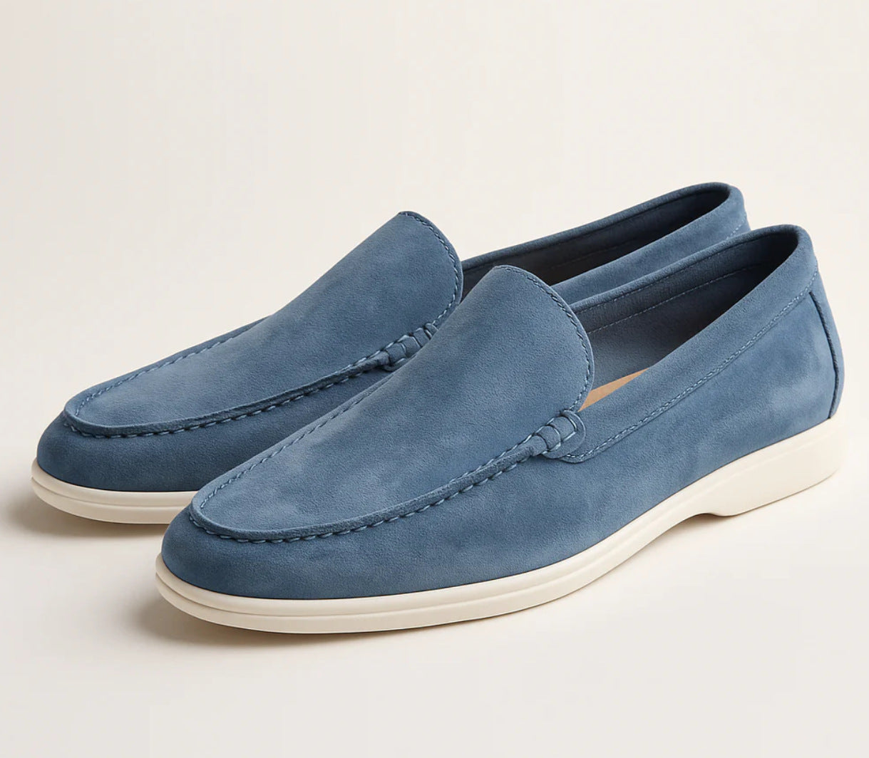 Men's Black Suede Slip-On Loafers | White Rubber Sole Venetian Casual Dress Shoes