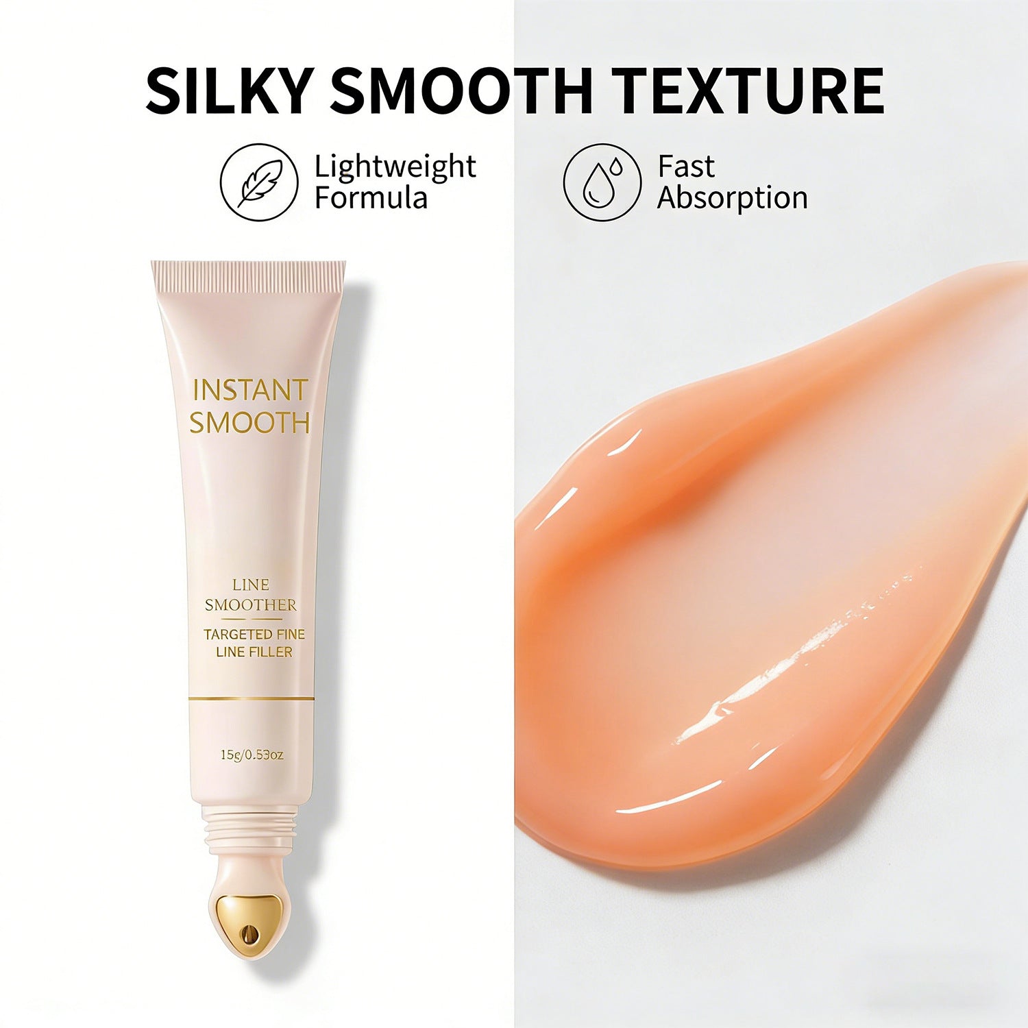 BARUBT Line Smoother 15g Visibly Minimizes Fine Lines with Gold Roller Tip Anti Aging Wrinkle Serum Cream for Smooth Even Skin Before Makeup