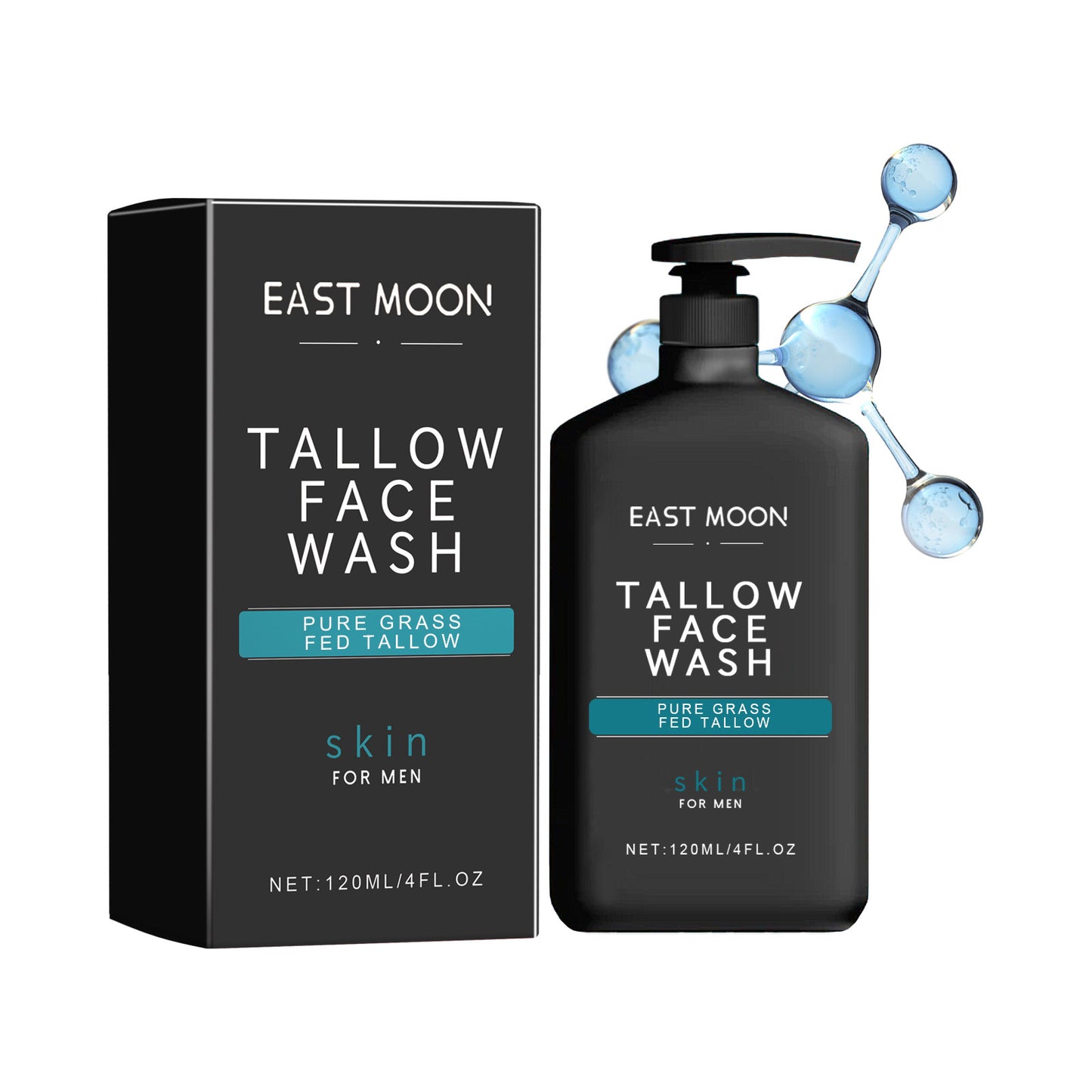 East Moon 3-Piece Grass-Fed Tallow Skincare Set for Men | Wrinkle Defense Balm + Tallow Serum + Face Wash | Anti-Aging Natural Skincare Bundle