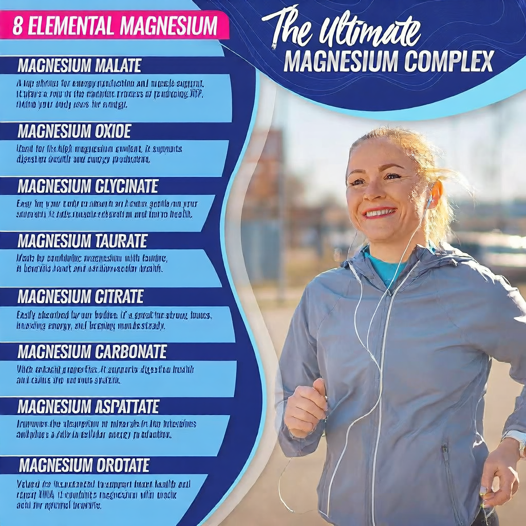 Full Spectrum Magnesium Complex Supplement | 8 Types of Elemental Magnesium | Promotes Sleep, Relaxation, Muscle & Leg Cramp Relief, Bone & Cardiovascular Health | Optimize Balance Recharge Daily