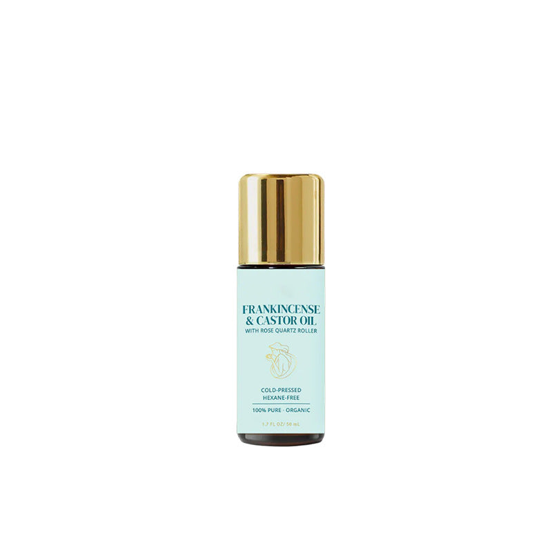 Organic Castor Oil with Rose Quartz Roller ? Cold-Pressed Extra Virgin USDA Certified | Eyebrows, Lashes & Hair Growth 50ml