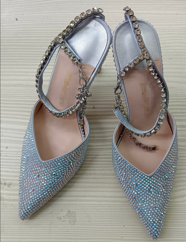 Green Crystal Rhinestone Heels & Matching Clutch Bag Set | Diamante Stiletto Pointed Toe Slingback Evening Shoes & Purse