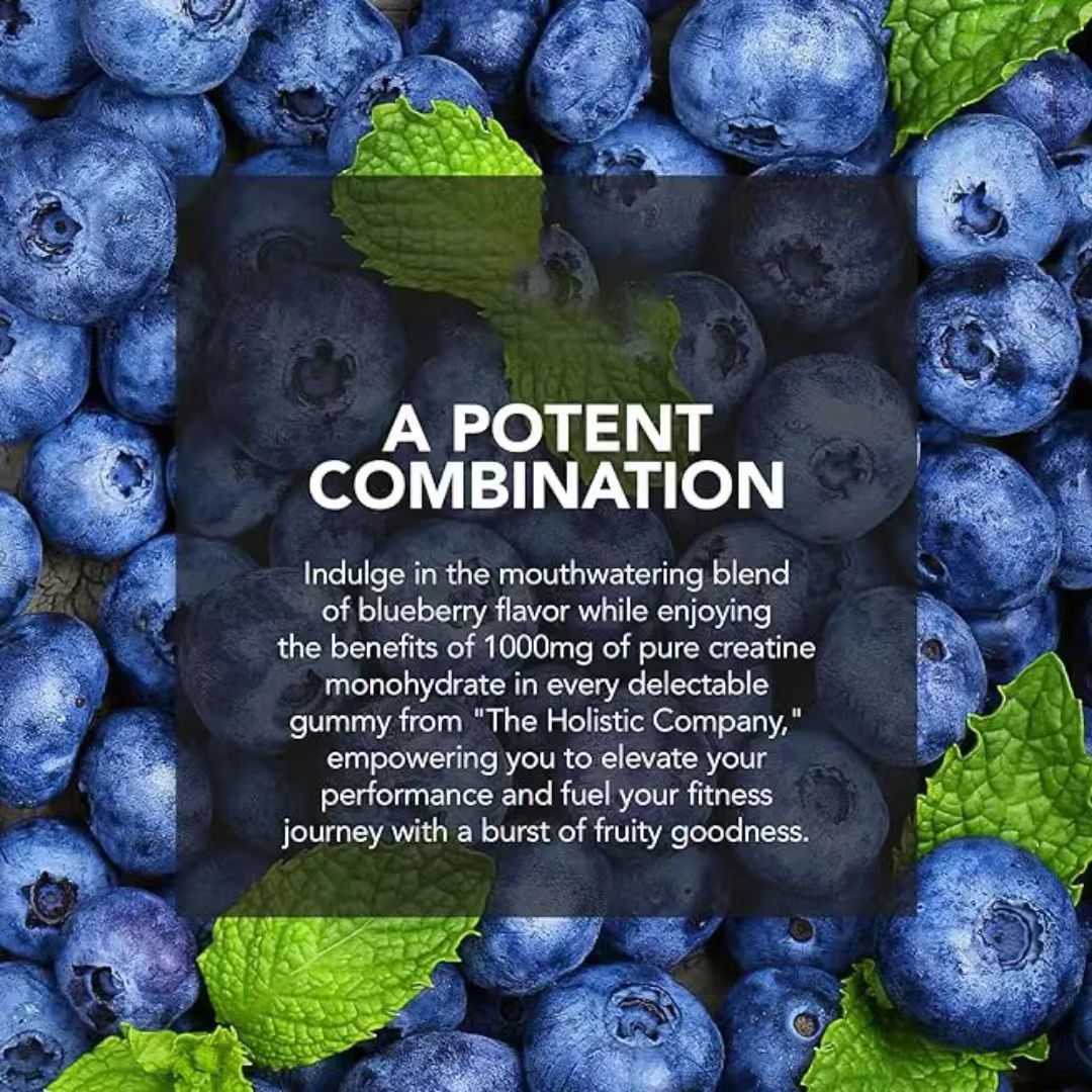 Creatine Monohydrate Gummies | Blueberry Flavour 60 Chews | 1g Per Gummy Concentrated Formula Dietary Supplement