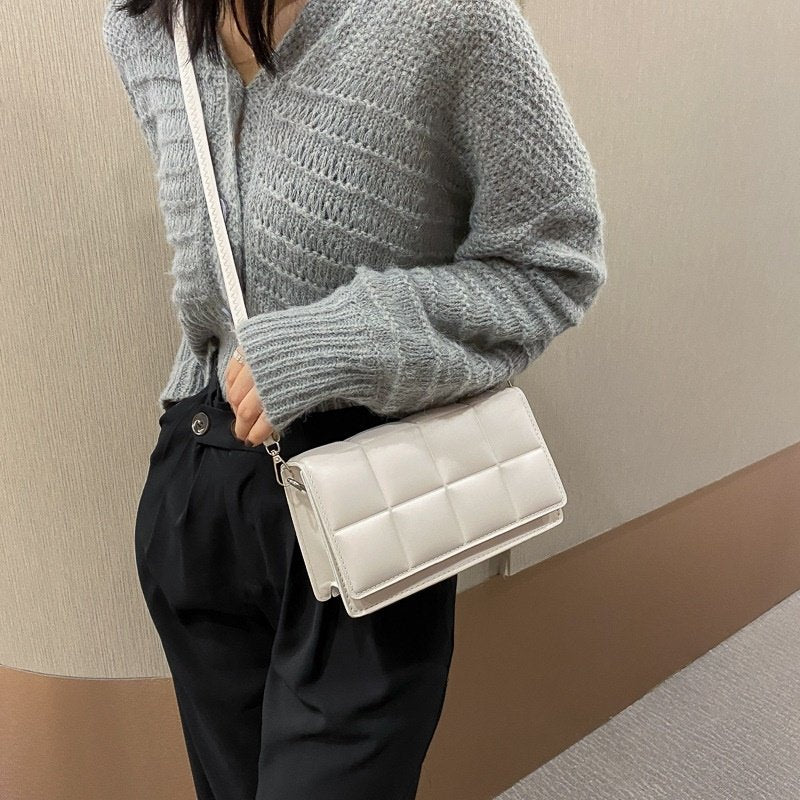Forest Green Padded Leather Crossbody Bag | Quilted Cassette Style Shoulder Bag
