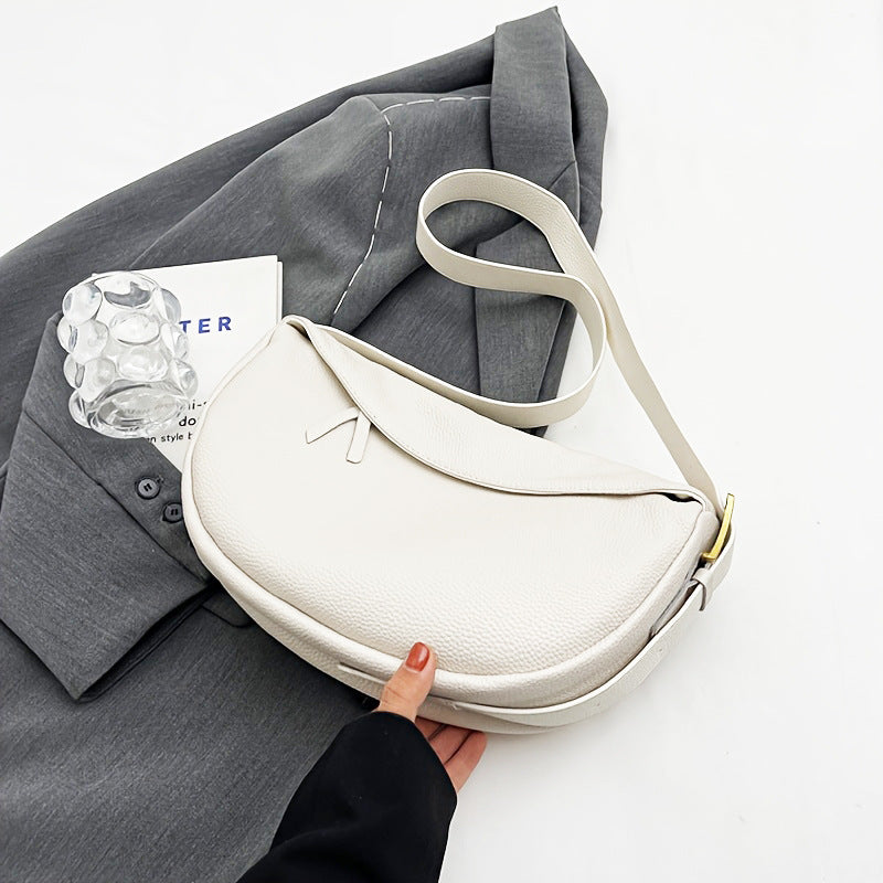 Crescent Shoulder Bag | Pebbled Vegan Leather Half Moon Crossbody Bag for Women