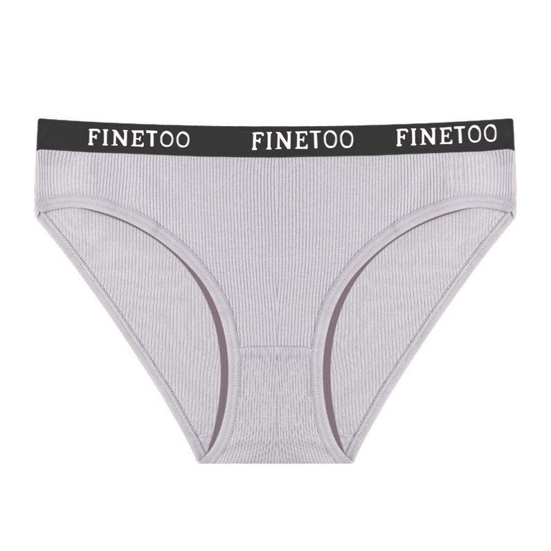 FINETOO 3 PCS Ribbed Cotton Briefs for Women Soft Cheeky Panties Set Logo Waistband Everyday Underwear Black