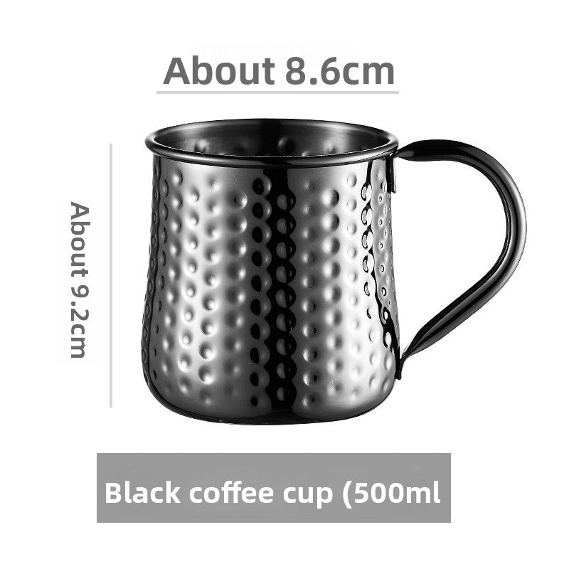 Hammered Moscow Mule Mug | Copper Rose Gold & Black Stainless Steel Cocktail Cup | Premium Bar Drinkware for Home & Party