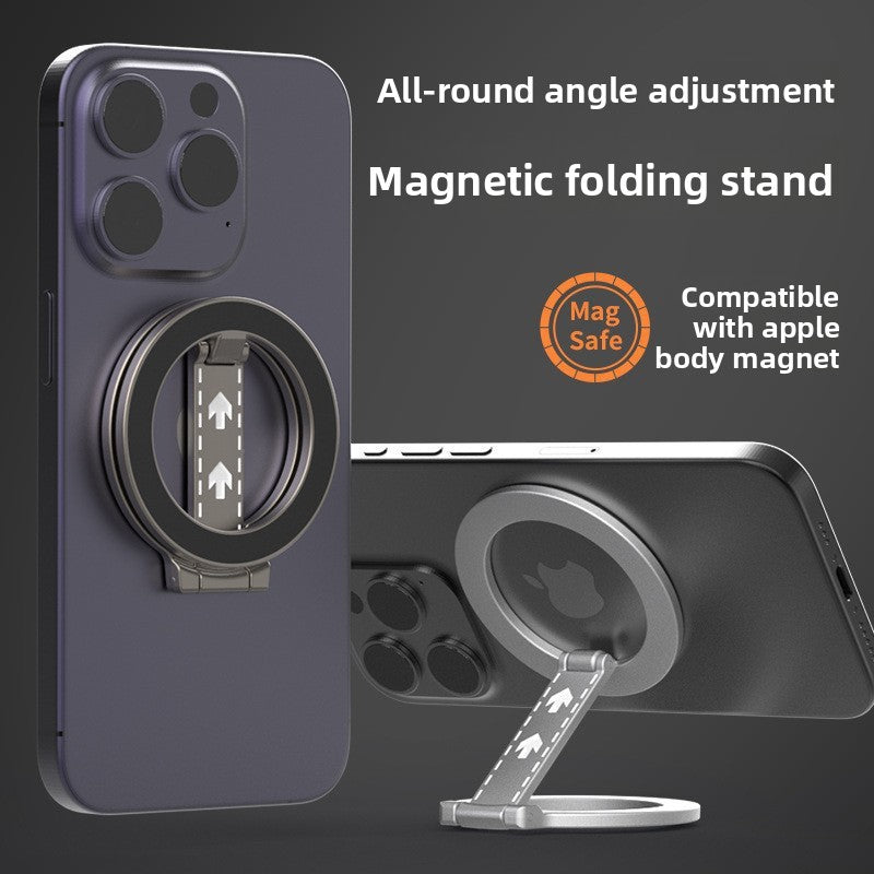 حامل MagSafe المغناطيسي الحلقي | حامل هاتف معدني قابل للطي، دوران 360 درجة، متوافق مع أجهزة iPhone، أسود 