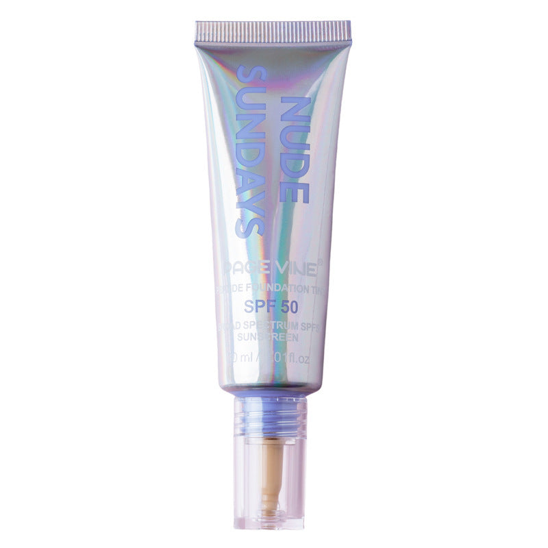 Pagevine Nude Sundays SPF 50+ Getönte Foundation Sonnencreme | Breitspektrum Peptid Gesichts-Sonnencreme 30ml