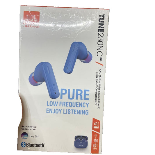 JBL Tune 230NC TWS Kabellose Ohrhörer mit aktiver Geräuschunterdrückung, sattem Bass, 40 Stunden Akkulaufzeit, Siri-Unterstützung, Bluetooth, komfortabler Passform, Blau von Harman für iPhone und Android – Musik, Arbeit und Reisen 