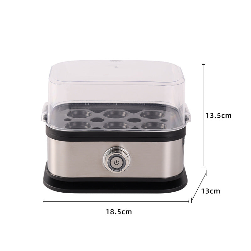 Electric Egg Cooker Steamer with Clear Lid 6 Egg Capacity Stainless Steel Automatic Egg Boiler for Hard Soft Medium Boiled Eggs