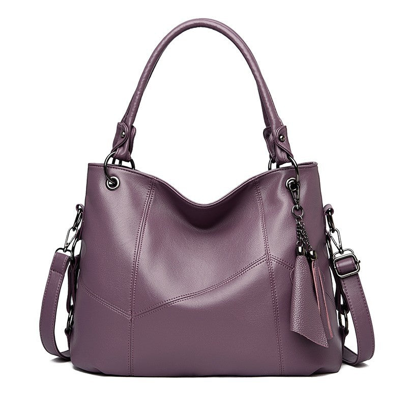 Navy Blue Leather Hobo Bag with Tassel | Convertible Shoulder Crossbody Bag