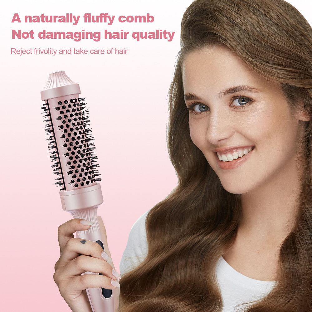 Pink Round Brush Hot Air Styler | LED Display Multi-Level Temp Electric Volumizing Curl Brush | Corded Ionic Blowout Brush for Curling Volumizing & Styling Women's Hair