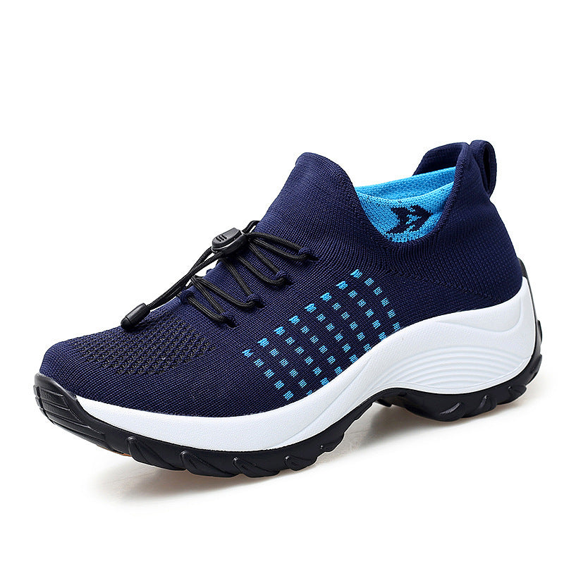 Women's Black Purple Platform Sneakers | Breathable Knit Sock Shoes | Chunky Sole Ladies Running Walking Trainers