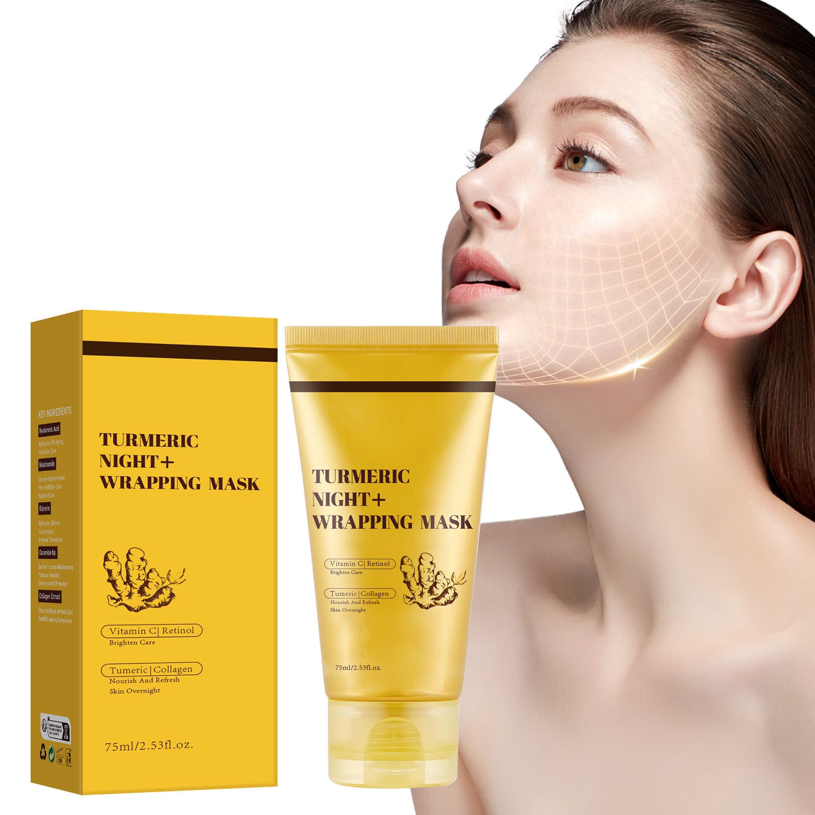 Night+ Wrapping Mask - Overnight Sleeping Mask with Turmeric | Brightening & Anti-Aging | 100ml