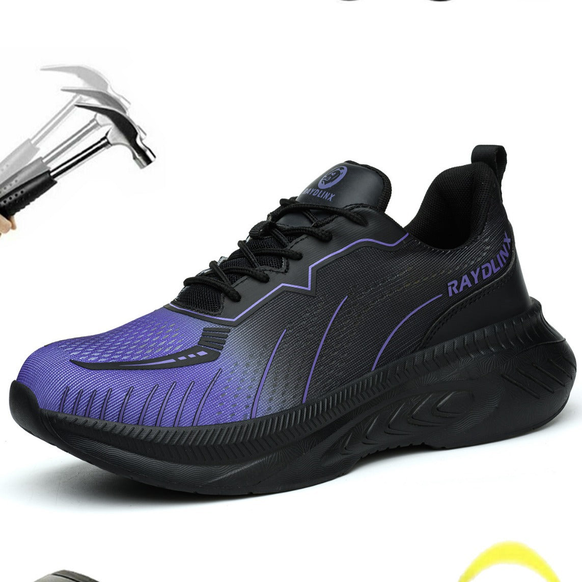 Raydlinx Black Safety Sneakers | Steel Toe Work Shoes Lightweight Puncture Proof Industrial Footwear