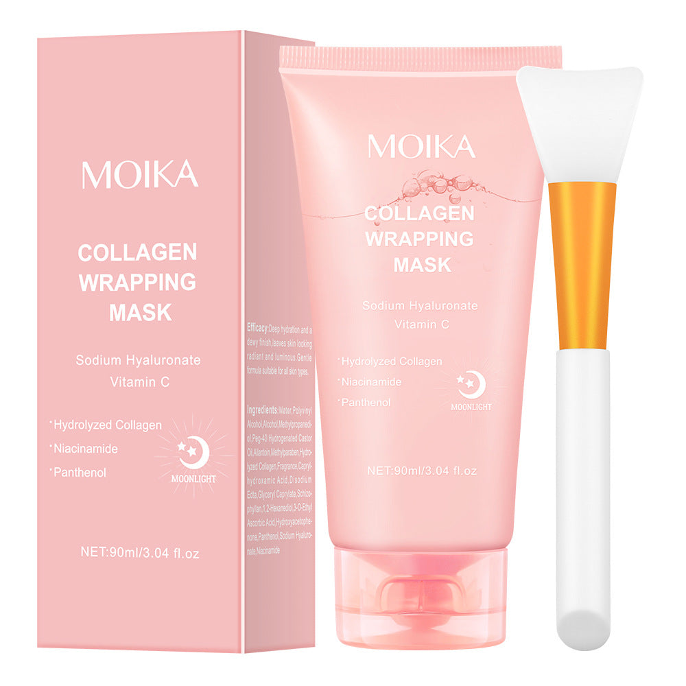 MOIKA Collagen Wrapping Mask | Hyaluronic Acid Vitamin C Niacinamide Sleeping Face Mask | Anti-Aging Brightening Night Mask 90ml