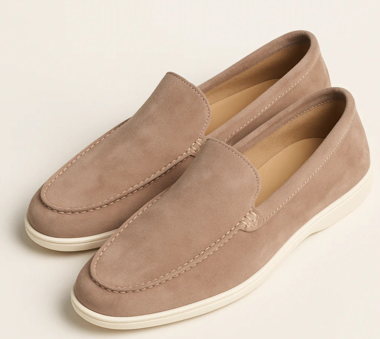 Men's Black Suede Slip-On Loafers | White Rubber Sole Venetian Casual Dress Shoes