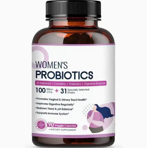 Women's Probiotics 100 Billion CFUs 31 Strains with D-Mannose Cranberry Prebiotics and Digestive Enzyme | Set of 2 | 90 Veggie Capsules