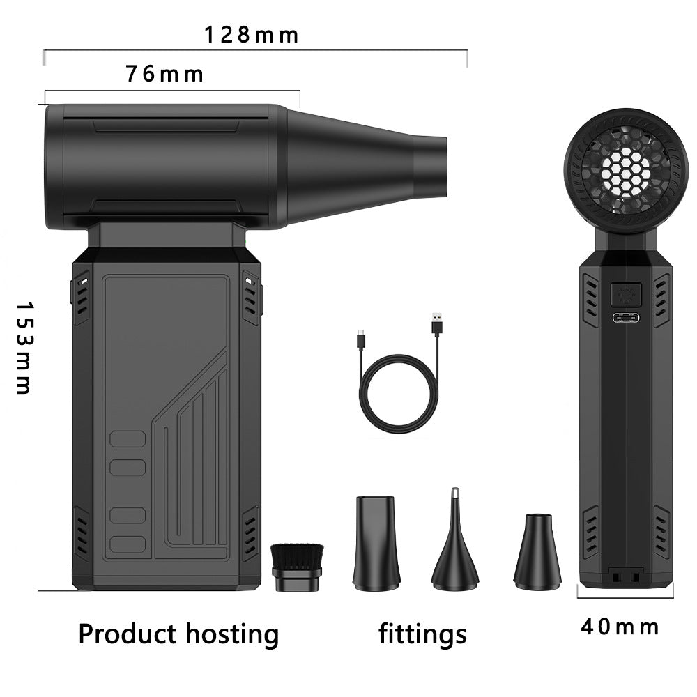 Portable Cordless Air Blower Vacuum Cleaner | USB Rechargeable Mini Dust Blower for Car Keyboard Computer | 2-in-1 Wireless Cleaning Gun with Brush Kit