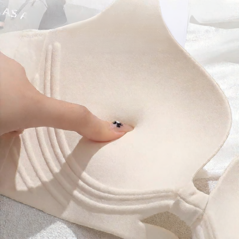 Seamless Deep V Push Up Bra Women | Front Keyhole Cutout Wireless Bralette | Smooth Padded No Wire Comfort Bra Cream Nude