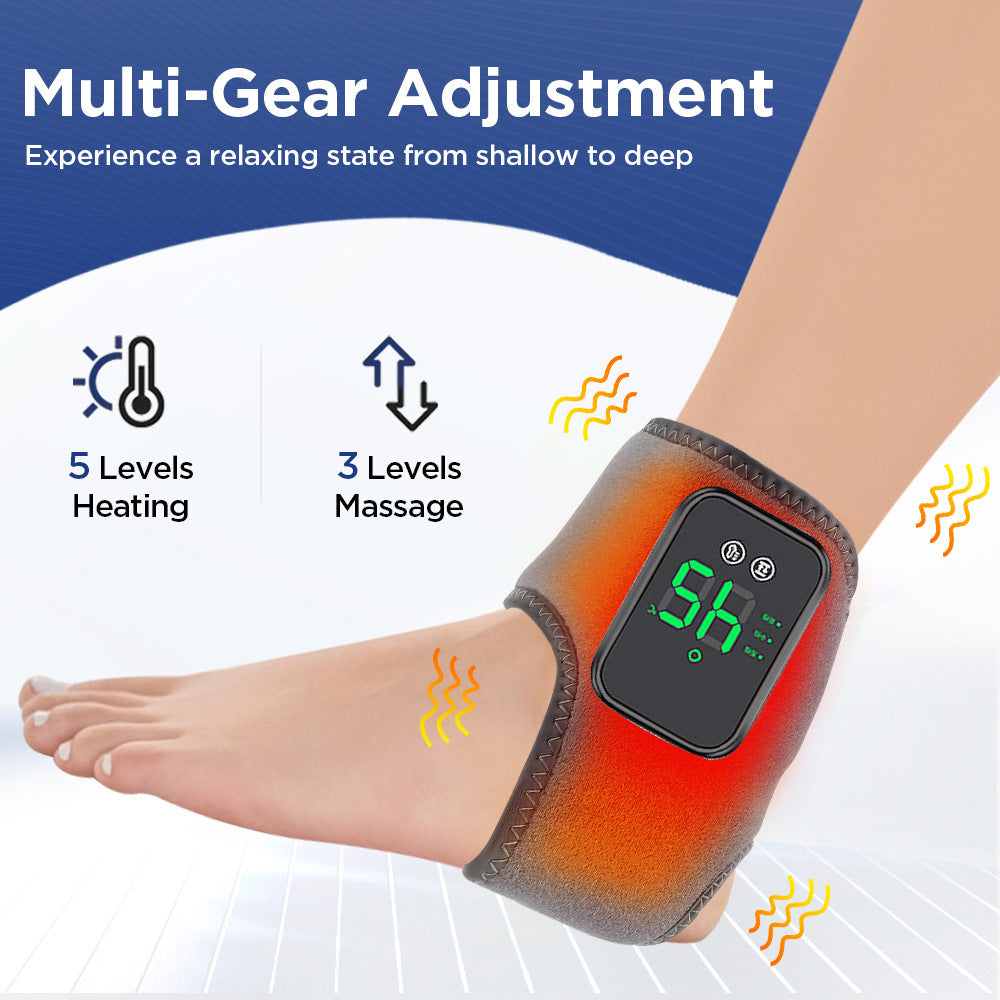 Heated Ankle Massager with LED Display | Electric Soothing Muscle Massager Wrap | Vibration & Heat Therapy for Ankle Pain Relief