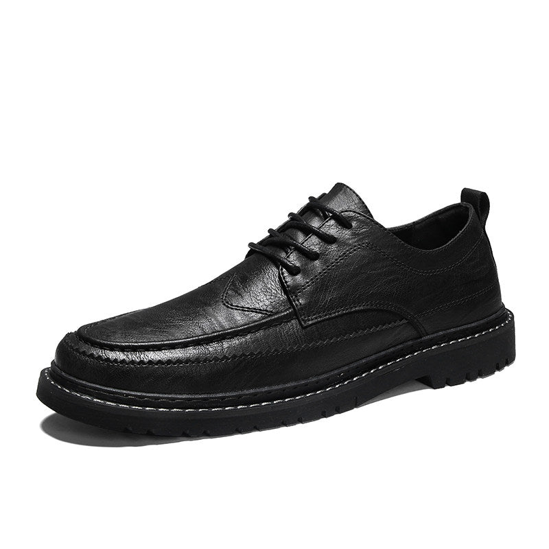 Men's Black Leather Moc Toe Lace Up Casual Dress Shoes
