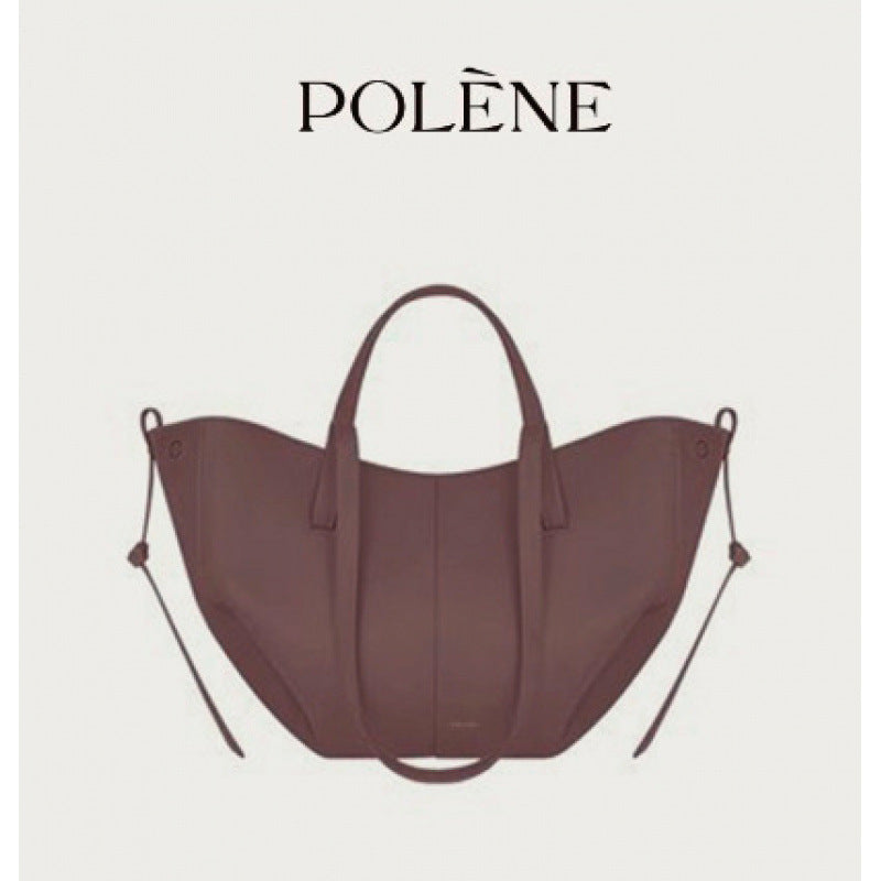 Polene Numero Un Maxi Bag in Marrone Cammello - Autentica Borsa Tote Francese in Pelle | Borsa a Spalla Curva Firmata con Lacci Regolabili
