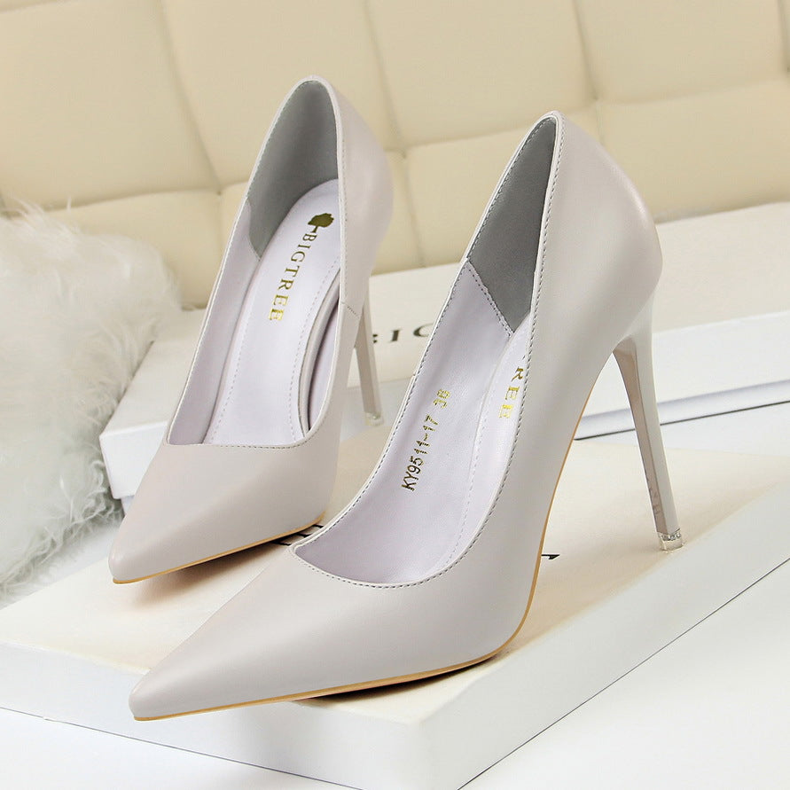 Black Matte Leather Pointed Toe Stiletto Pumps | Women's Classic High Heel Court Shoes
