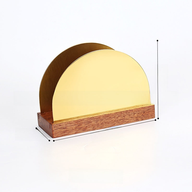 Gold & Walnut Wood Desk Organizer Set | Business Card Holder & Pen Cup | Luxury Office Accessories | Modern Minimalist Desktop Organizer