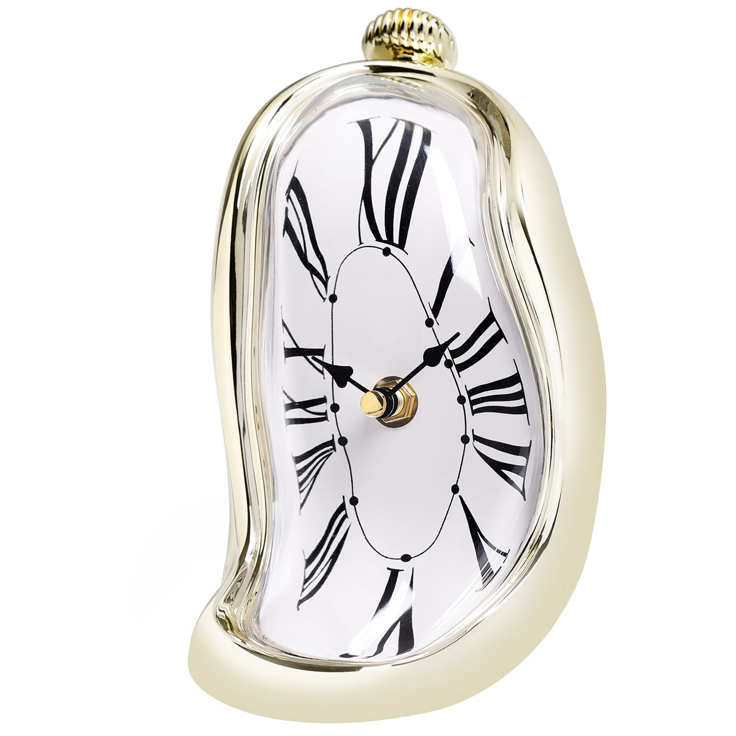 Surrealist Melting Clock Dali Inspired Decorative Table Clock - Silver & Gold Distorted Art Desk Clock Home Decor