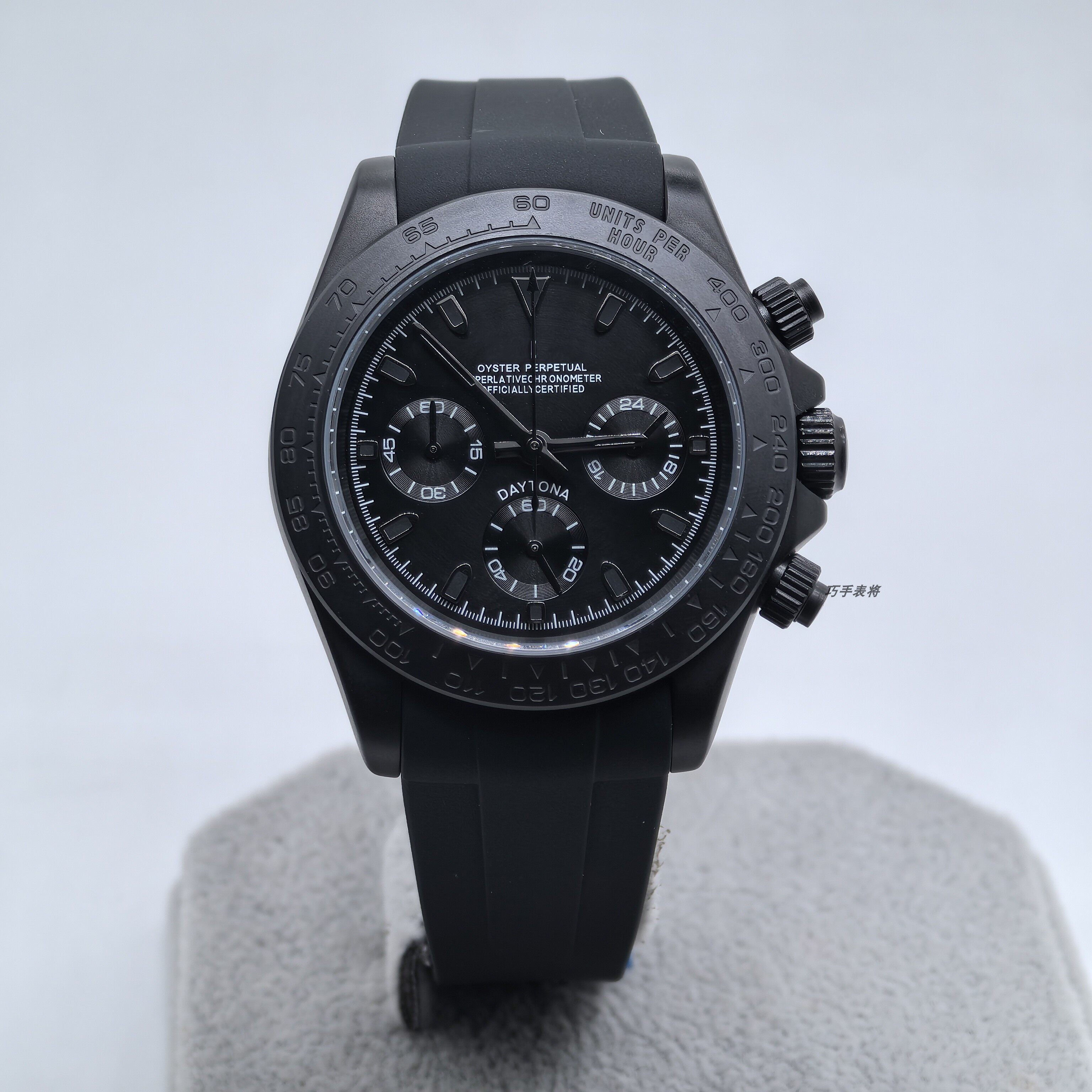 Men's Ice Blue Chronograph Watch | Daytona Style Black Ceramic Tachymeter Bezel 904L Steel Oyster Bracelet | Racing Sport Timepiece