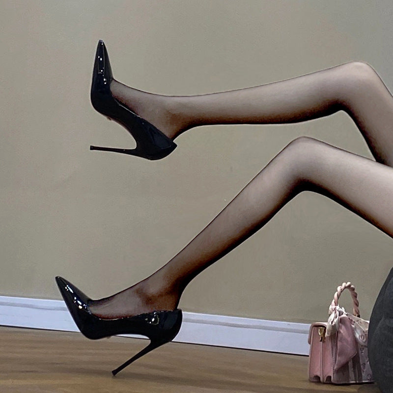 Black Patent Leather Pointed Toe Stiletto Pumps with Red Sole & Red Lining | Iconic Luxury Power Heels for Women