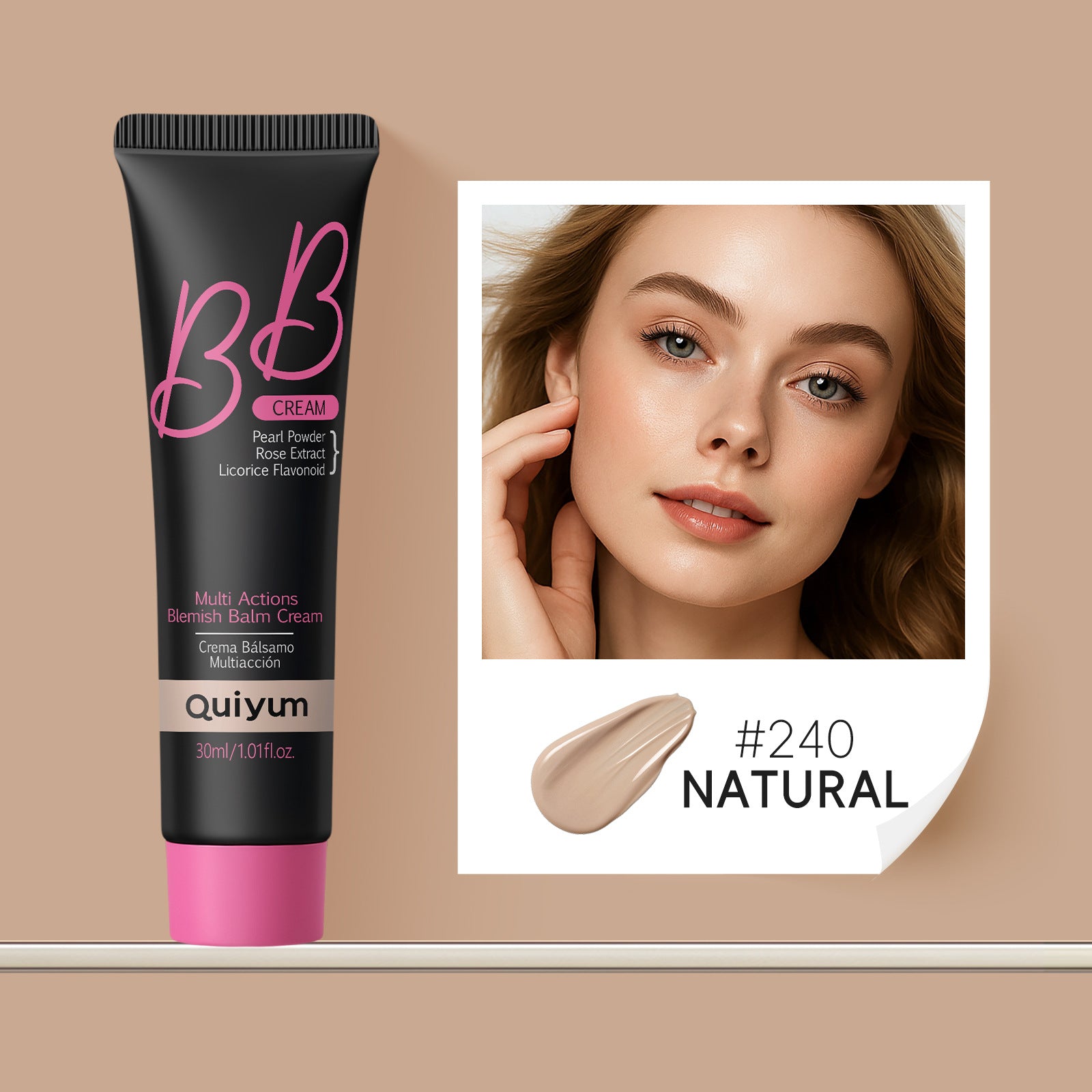 Quiyum BB Cream Multi Action Blemish Balm | Pearl Powder Rose Extract All Skin Tones 30ml