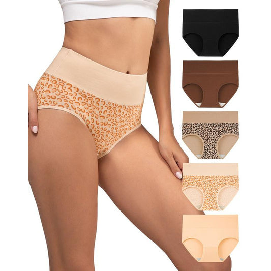 Women's High Waist Briefs 5-Pack | Soft Stretch Full Coverage Underwear | Tummy Control Panties