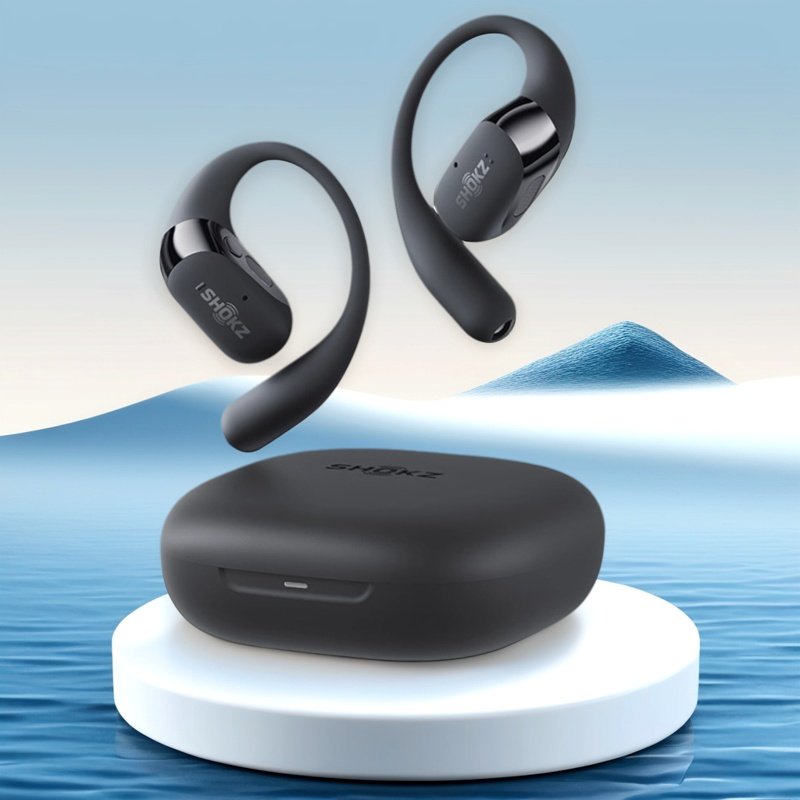 Shokz OpenFit Wireless Open Ear Earbuds Bluetooth 5.2 Secure Ear Hook Sport Headphones IPX5 Waterproof 28H Battery Awareness Safe Running Cycling Gym Commute iPhone Android