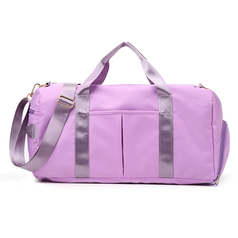 Beige Canvas Gym Duffel Bag - Sports Travel Bag with Shoe Compartment | Yoga Workout Weekender Tote for Women