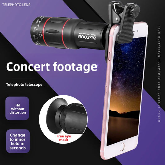 64x25 Handy-Teleskop-Zoomobjektiv-Kit | Monokulares Teleobjektiv mit Stativ, Clip & Tragetasche für iPhone & Android