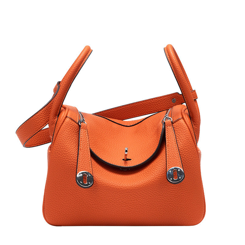 Taupe Leather Crossbody Bag with Flap Closure & Gold Hardware | Small Messenger Bag