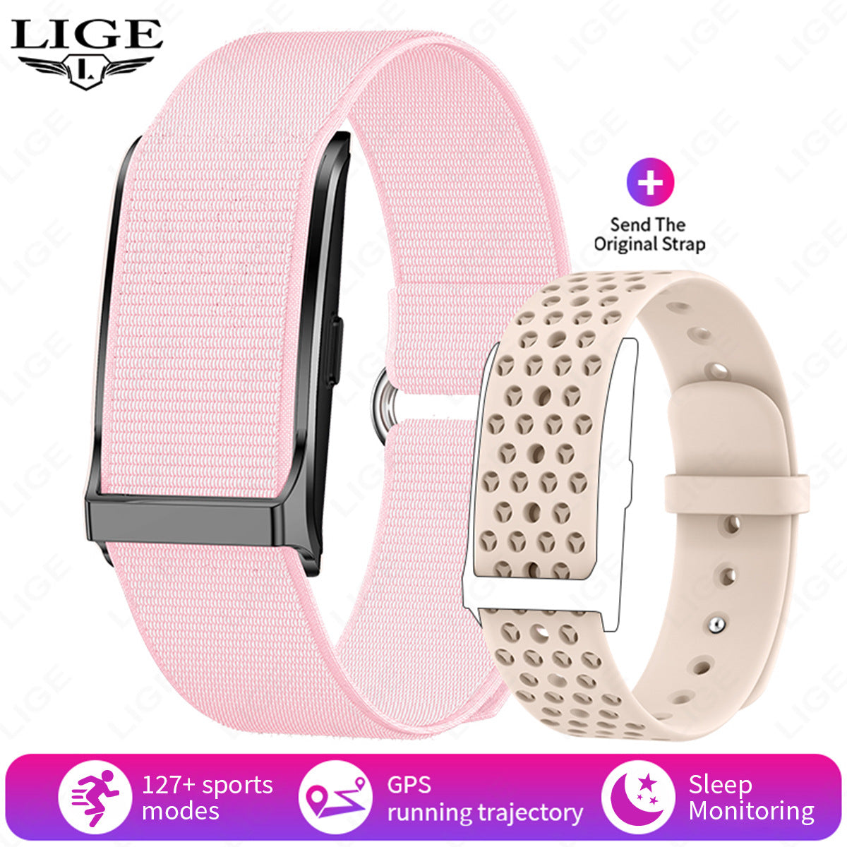 Smartwatch ohne Display, Fitnessband mit Herzfrequenz, Blutsauerstoff, Blutdruck, Schlafmonitor, GPS, 127 Sportmodi und Menstruationszyklus-Tracking