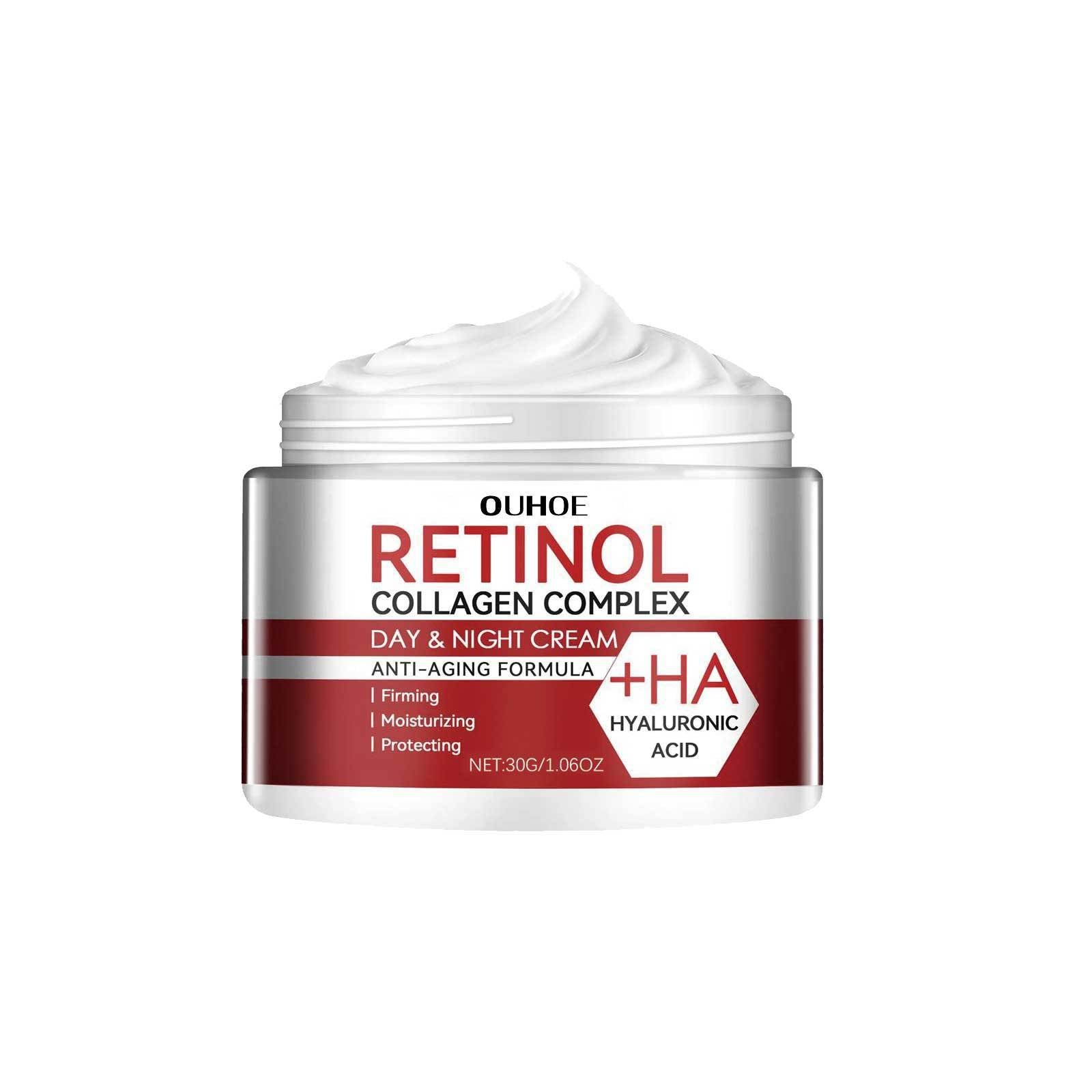 OUHOE Retinol Collagen Complex Day & Night Cream | Hyaluronic Acid Anti-Aging Formula | Firming Moisturizing Protecting Face Cream | 30g