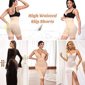 Schwarze Shapewear-Shorts mit hoher Taille für Damen zur Bauchkontrolle | 4 Stahlstäbchen Body Shaper | Shorts für Sanduhr-Silhouette