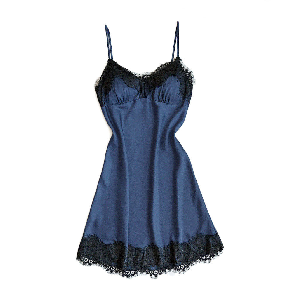 Women's Burgundy Satin Black Eyelash Lace Trim Slip Nightgown Sexy V Neck Sleeveless A-Line Mini Sleep Dress Chemise