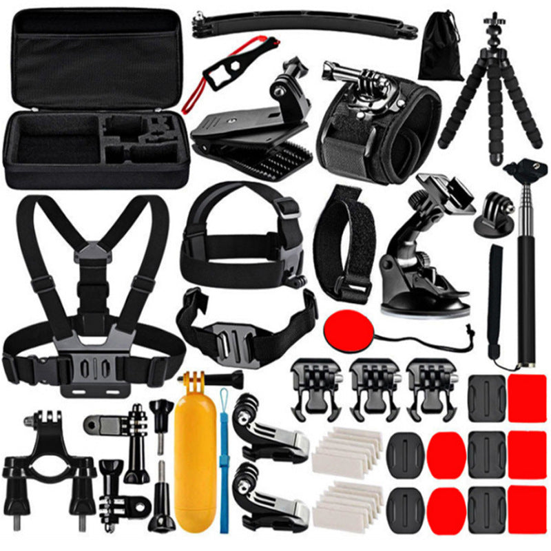 50 in 1 Action Camera Accessory Kit Chest Strap Head Mount Tripod Selfie Stick | GoPro Compatible Accessories Set Outdoor Sports Bundle